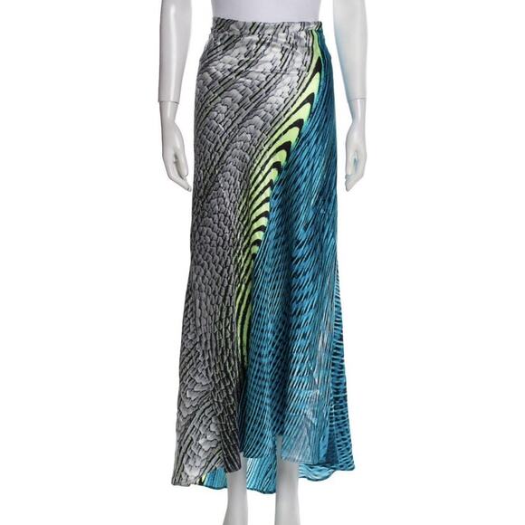 Vintage Roberto Cavalli Silk Maxi Skirt Runway 2001 Psychedelic Asymmetrical L - Picture 2 of 8